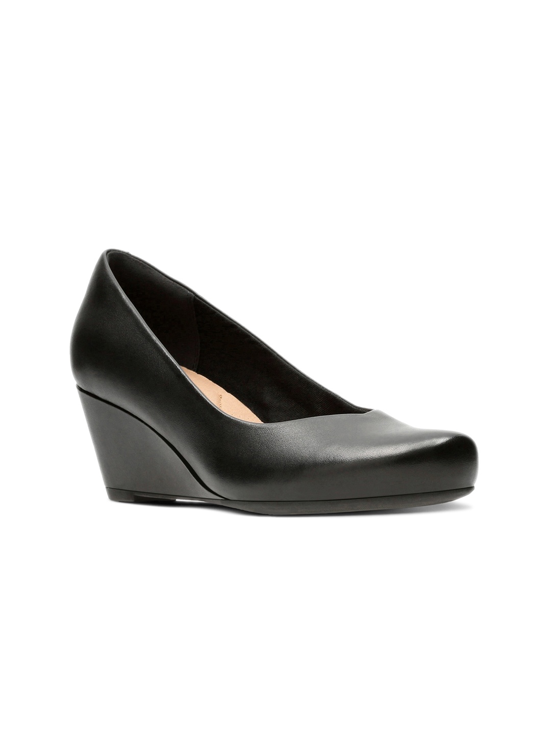

Clarks Leather Wedge Heeled Pumps, Black