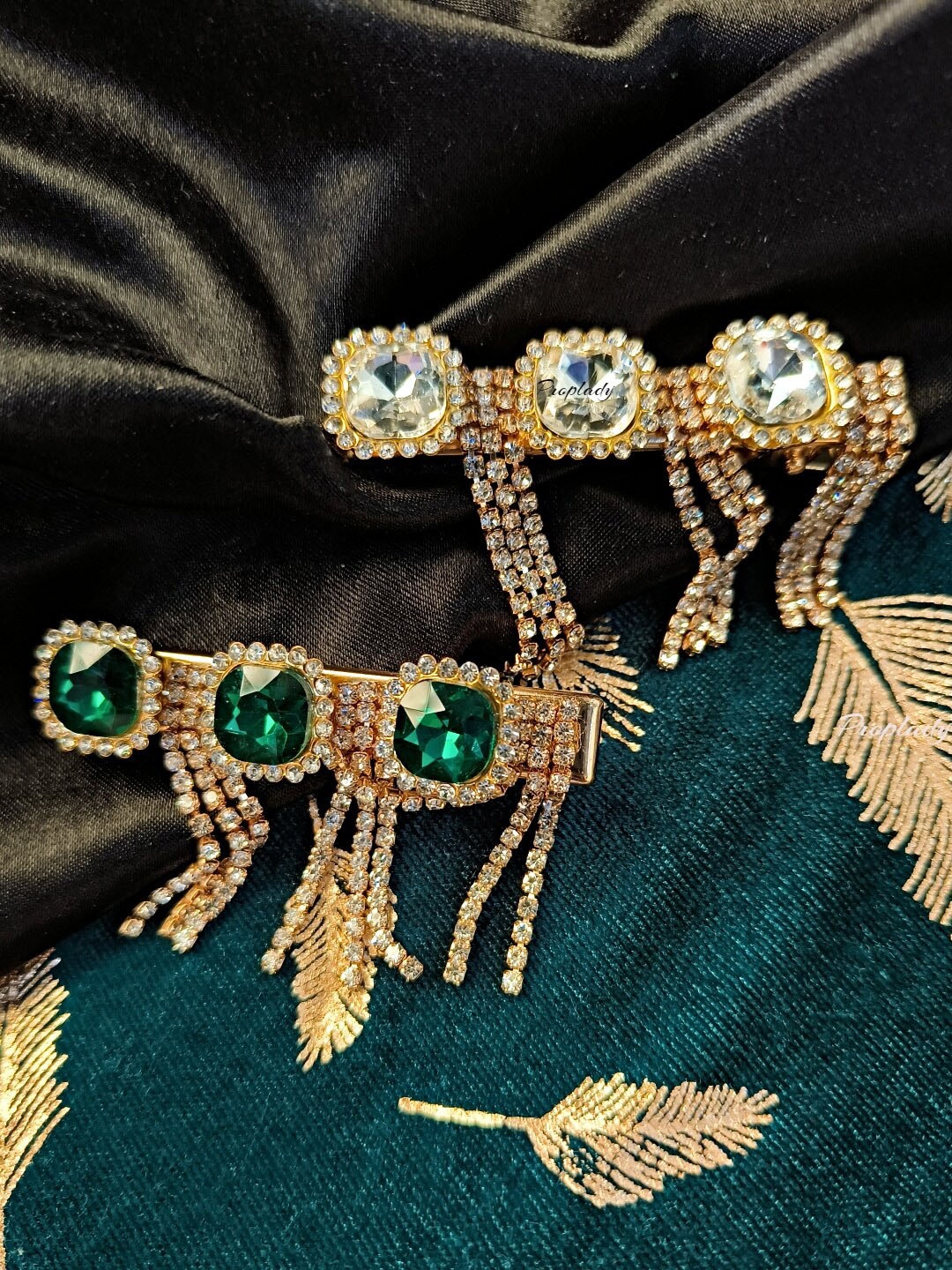 

Proplady Set of 2 Embellished French Barrette, Gold