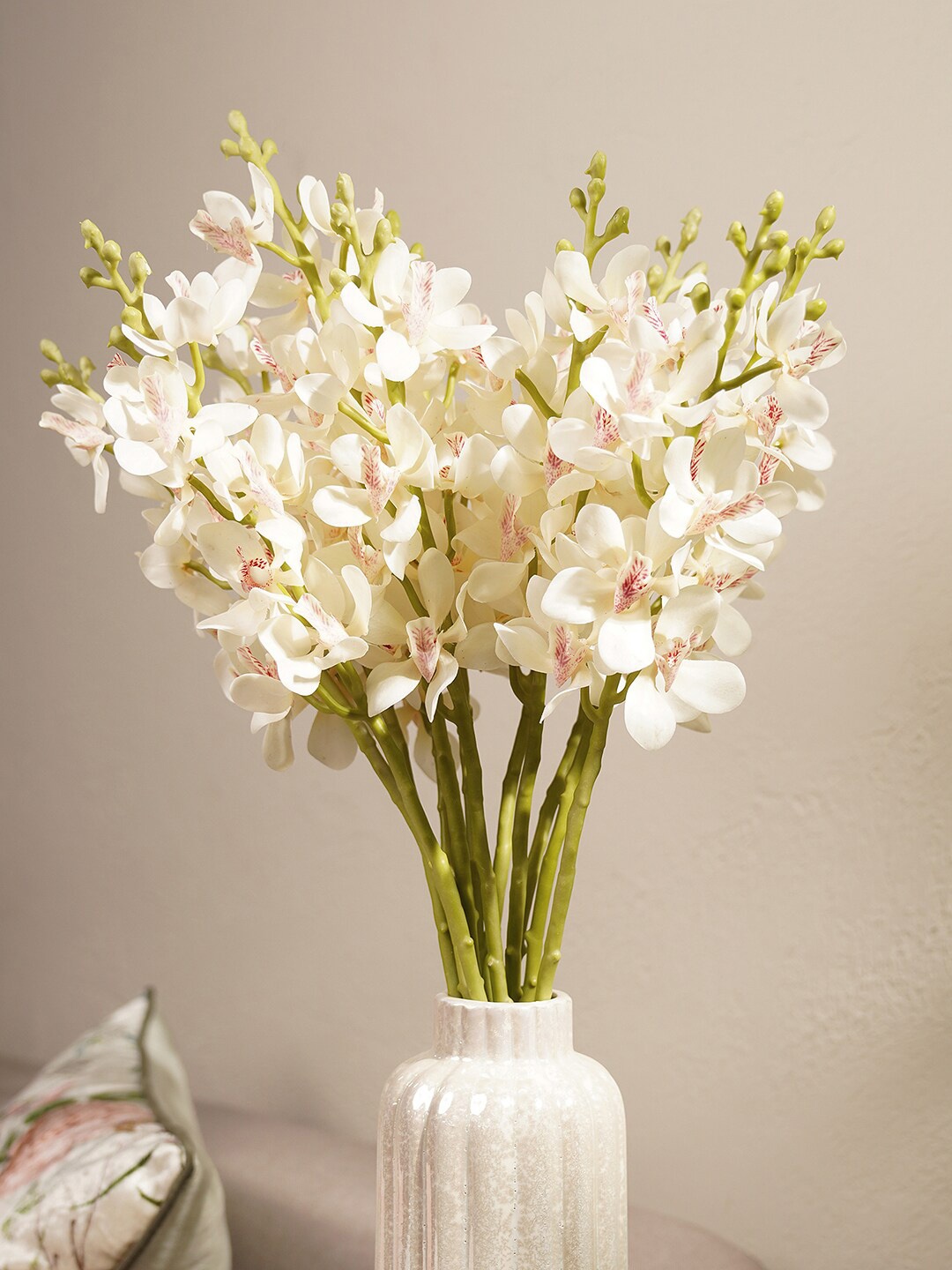 

Pure Home and Living White & Green Orchid Artificial Flower