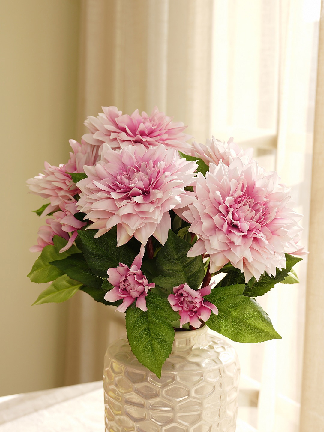 

Pure Home and Living Pink & Green Dahlia Artificial Flower