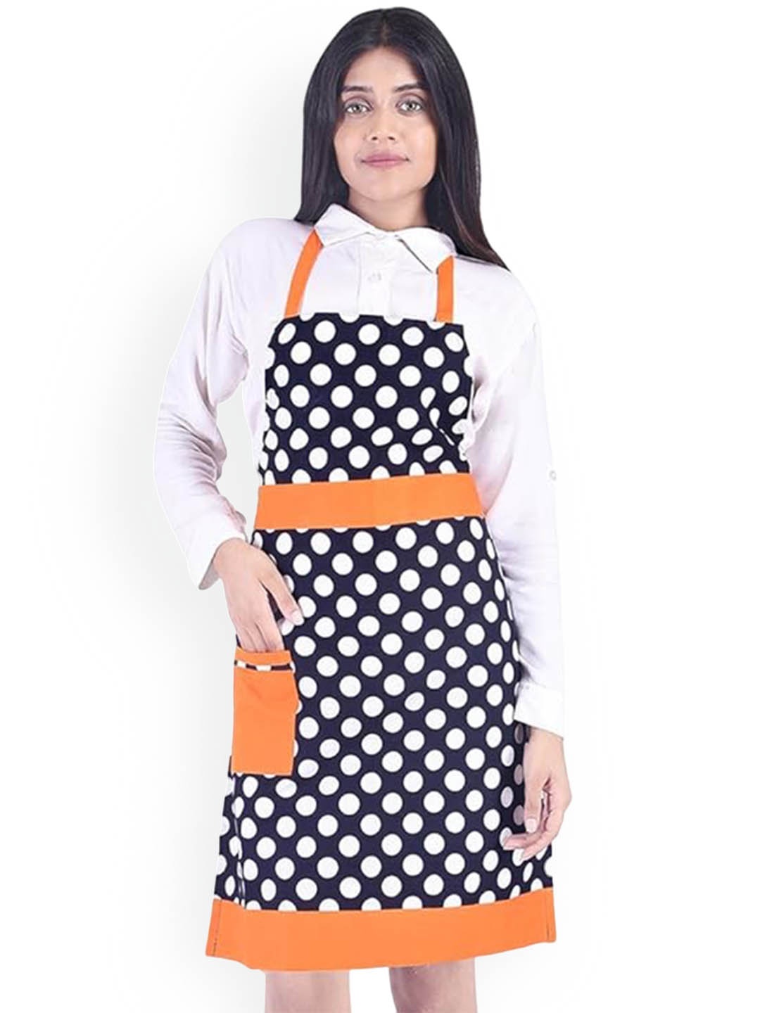 

SWITCHON Orange-Coloured & Black Polka Dot Cotton Aprons