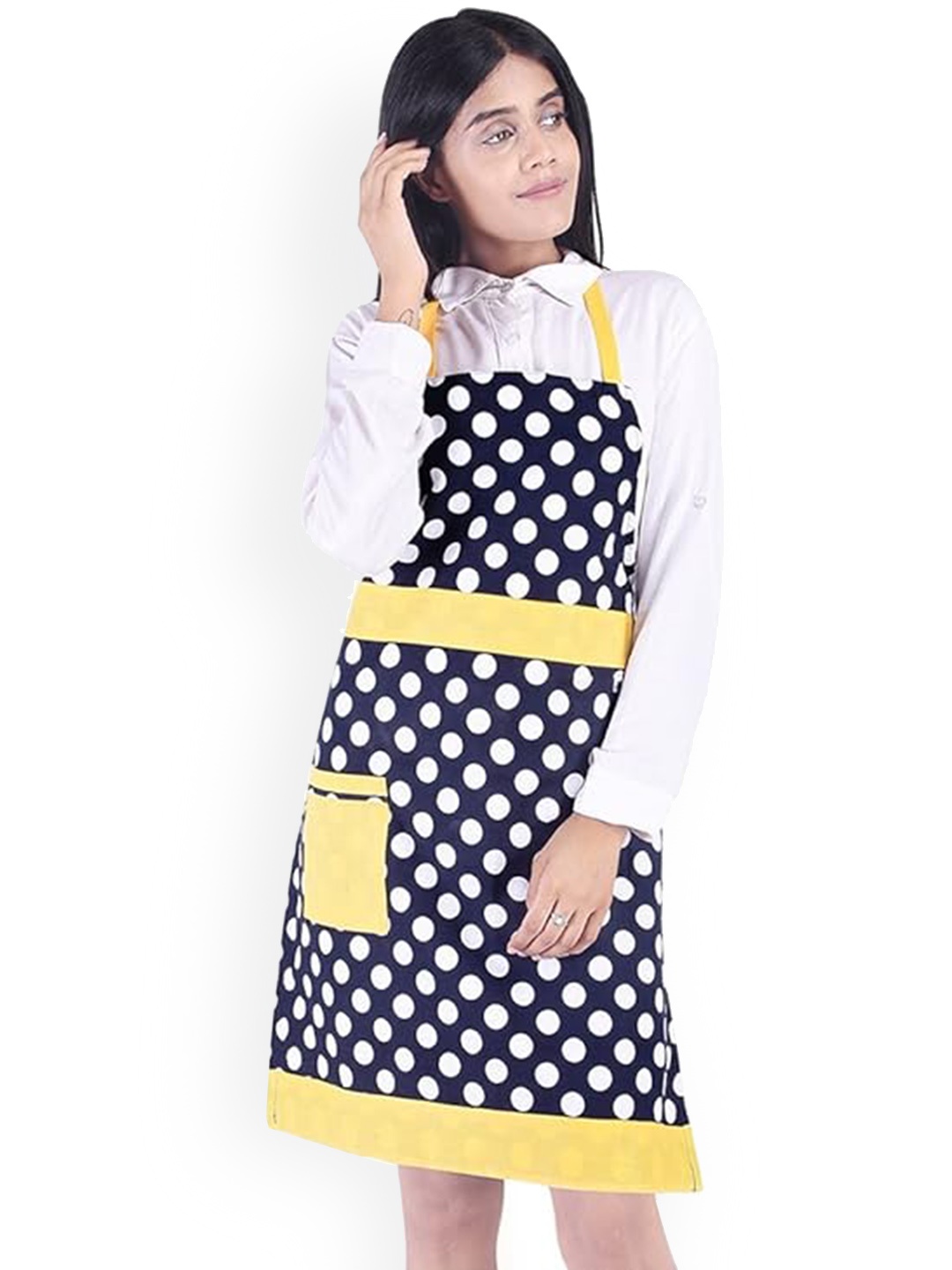 

SWITCHON Yellow & Black Polka Dot Cotton Aprons