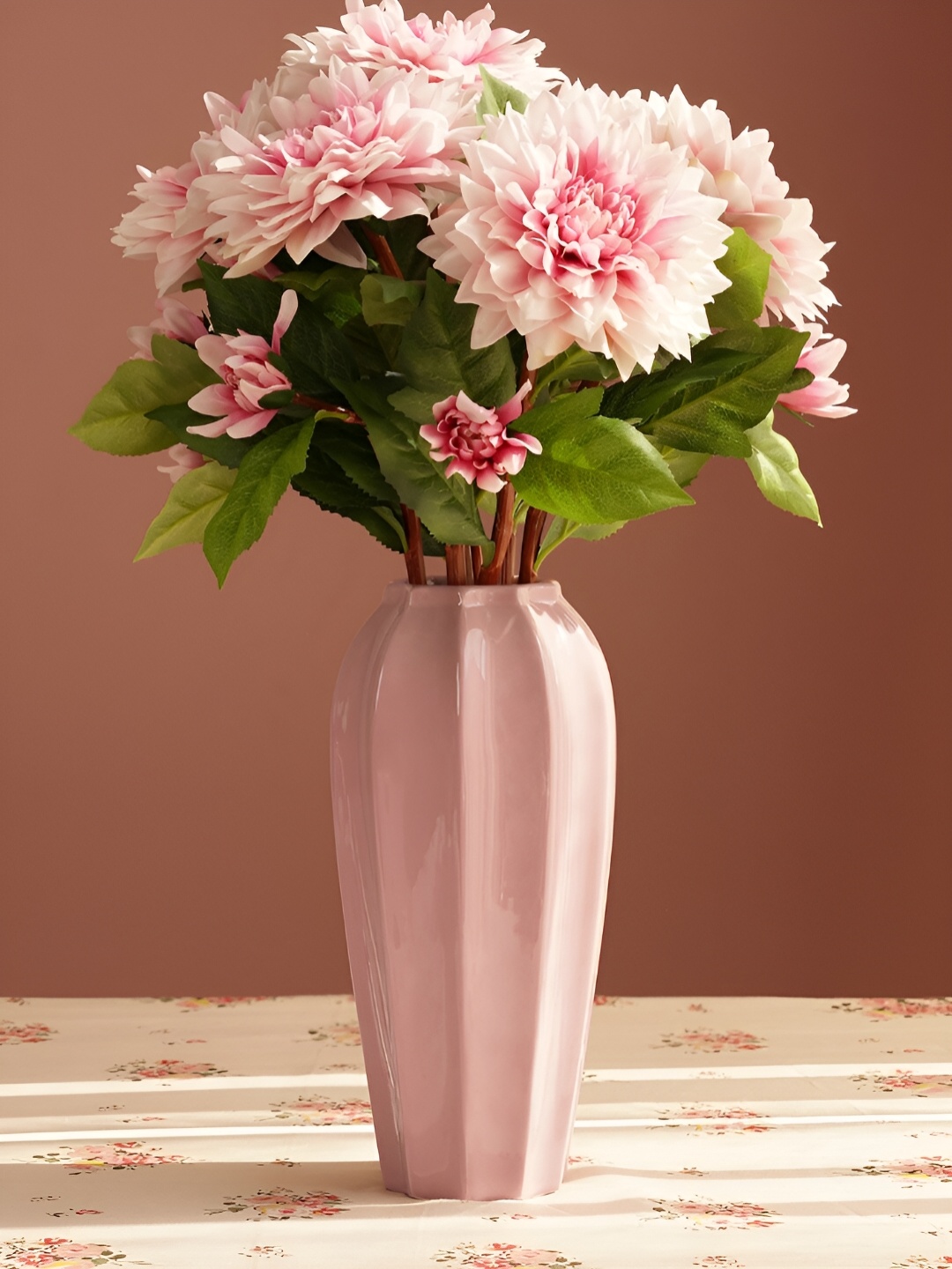 

Pure Home and Living Pink Ribbed Ceramic Vase