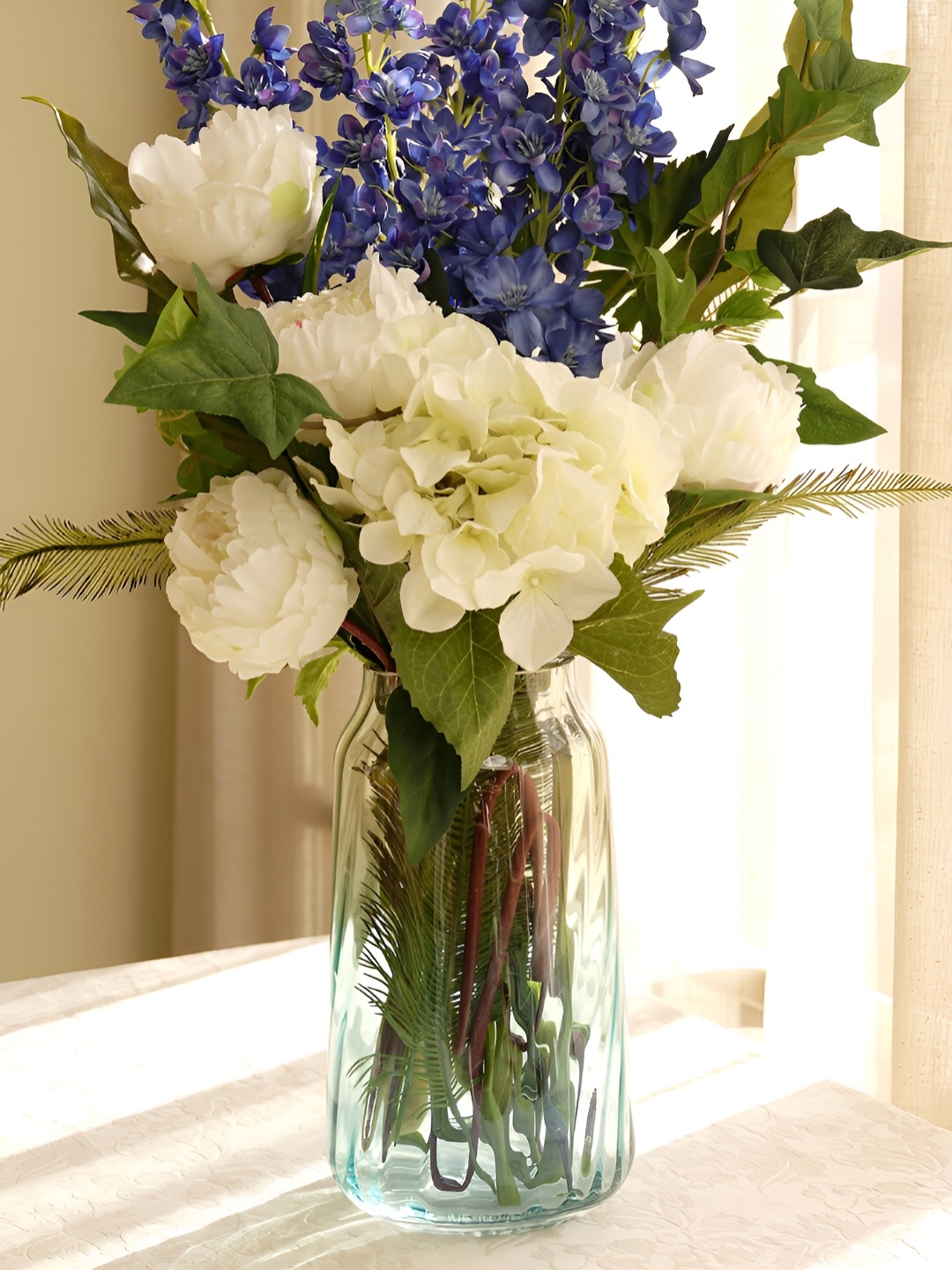 

Pure Home and Living Blue & White Ombre Ribbed Glass Vase