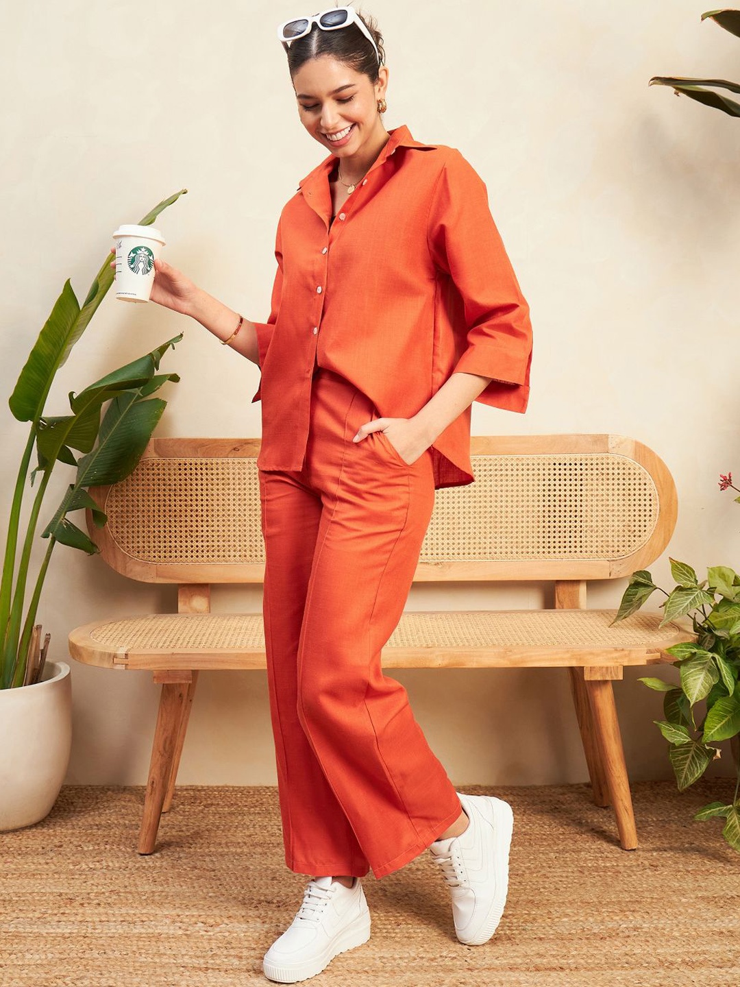 

Uptownie Linen Two Piece Co-ord Set, Orange