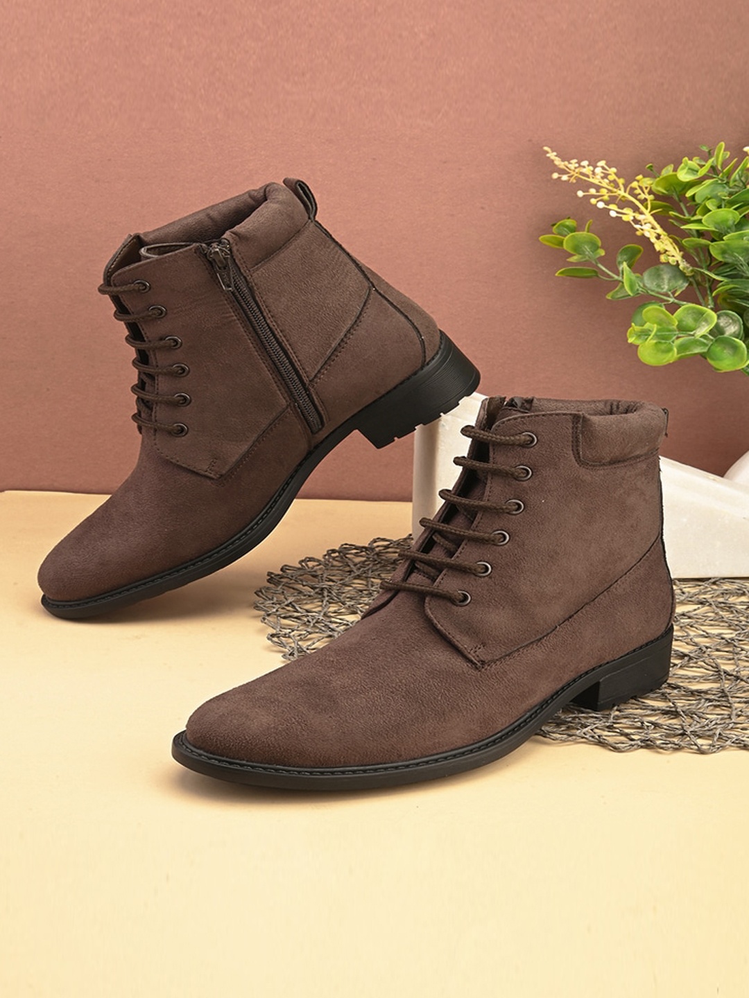 

pelle albero Women Flatfoam-Heeled High-Top Leather Regular Boots, Brown