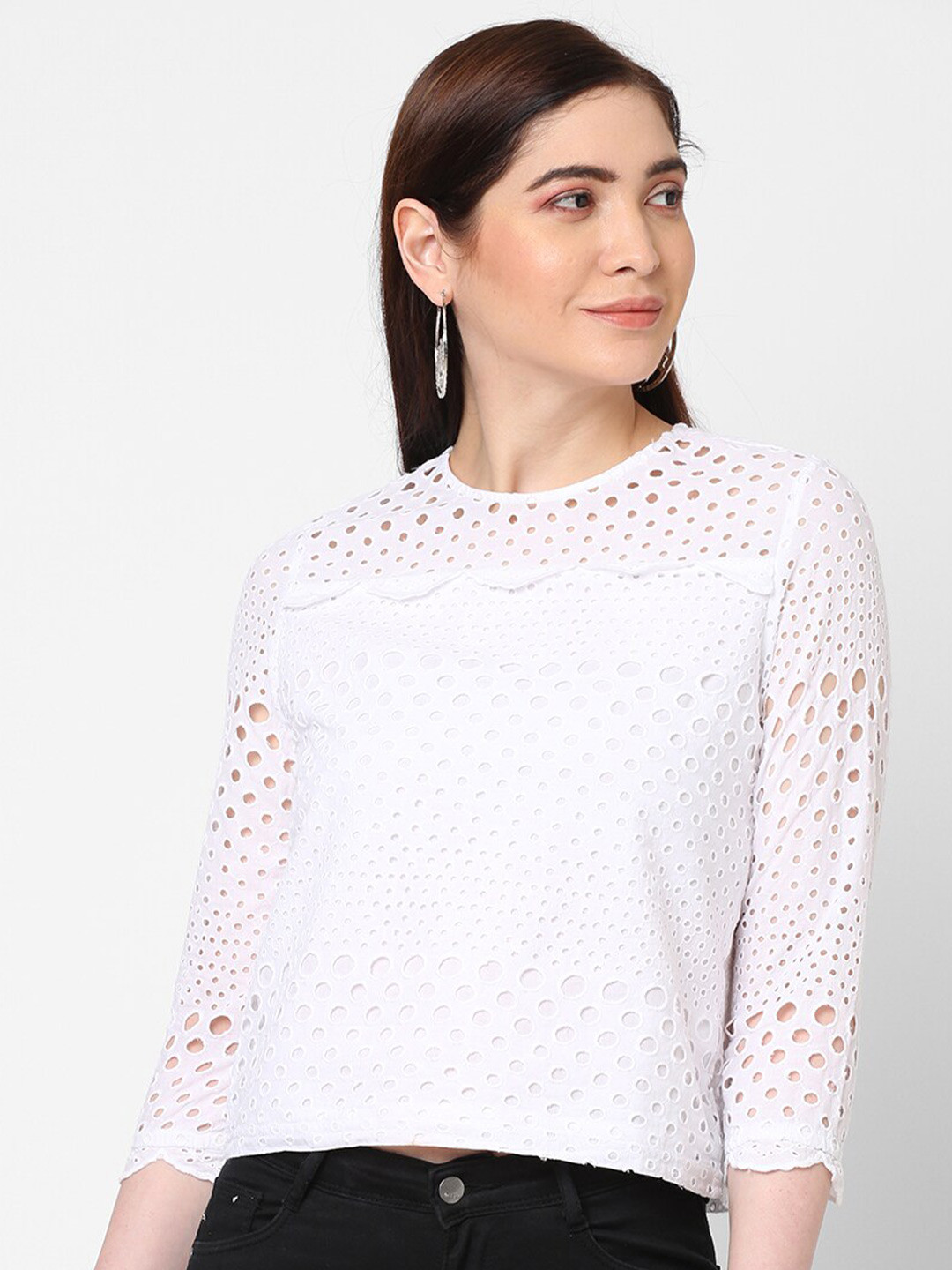 

Kraus Jeans Round Neck Cotton Regular Casual Top, Beige