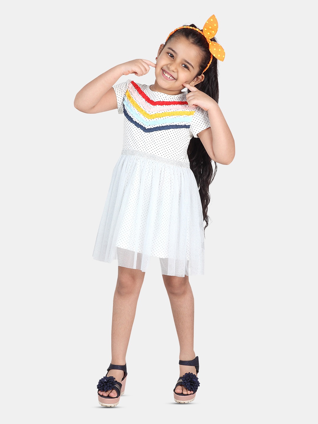 

BAESD Girls Polka Dots Pinted Cotton Fit & Flare Dress, White