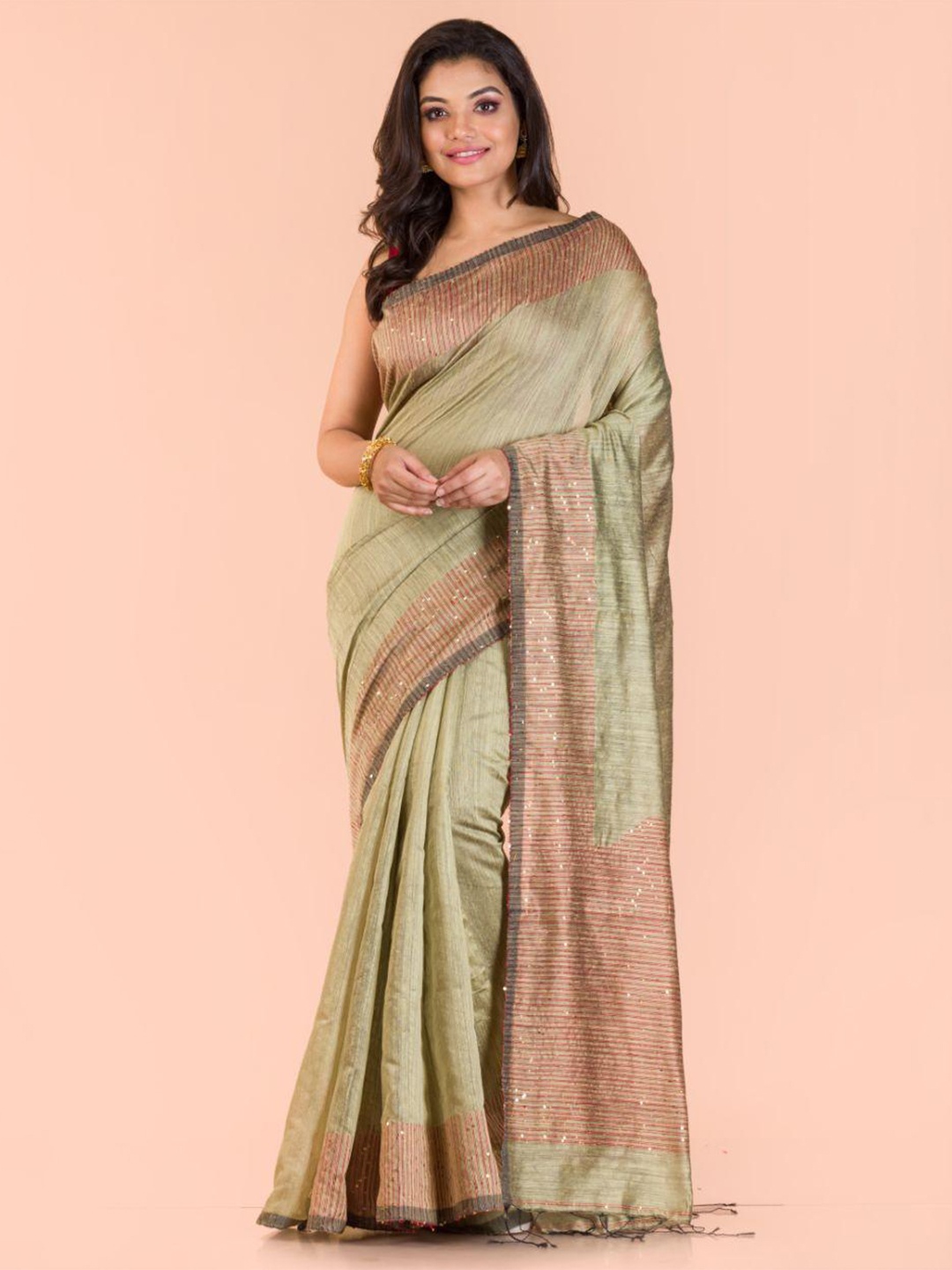 

Angoshobha Woven Design Pure Silk Saree, Beige