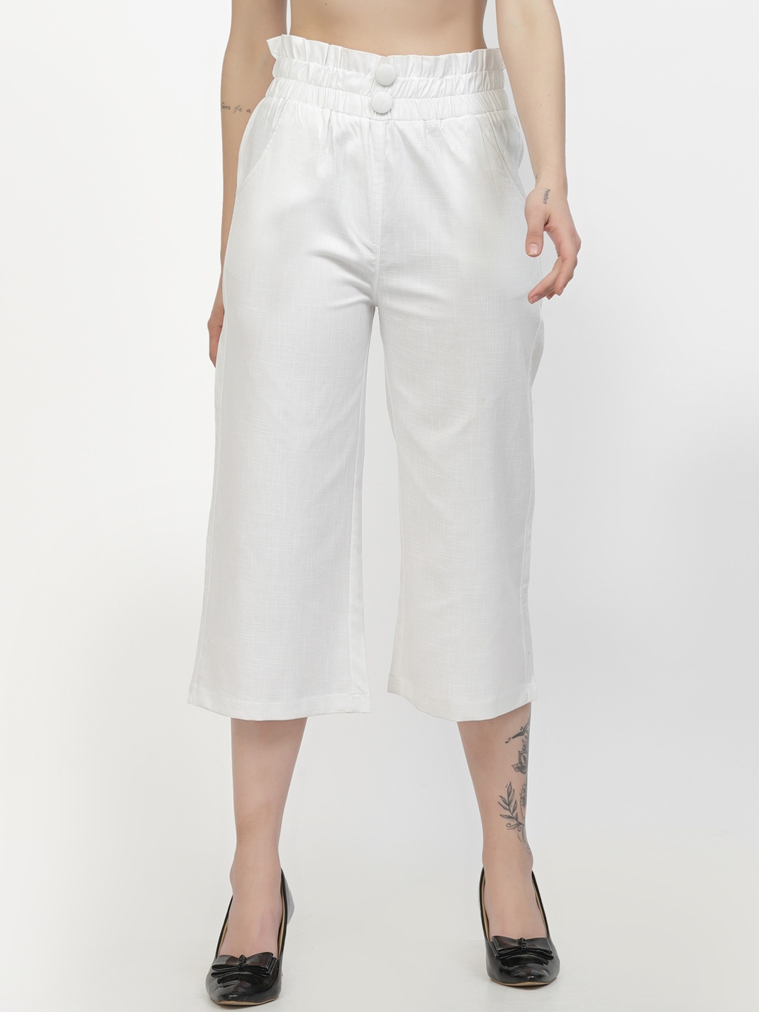 

Westwood Women Relaxed Easy Wash Culottes Linen Trousers, White