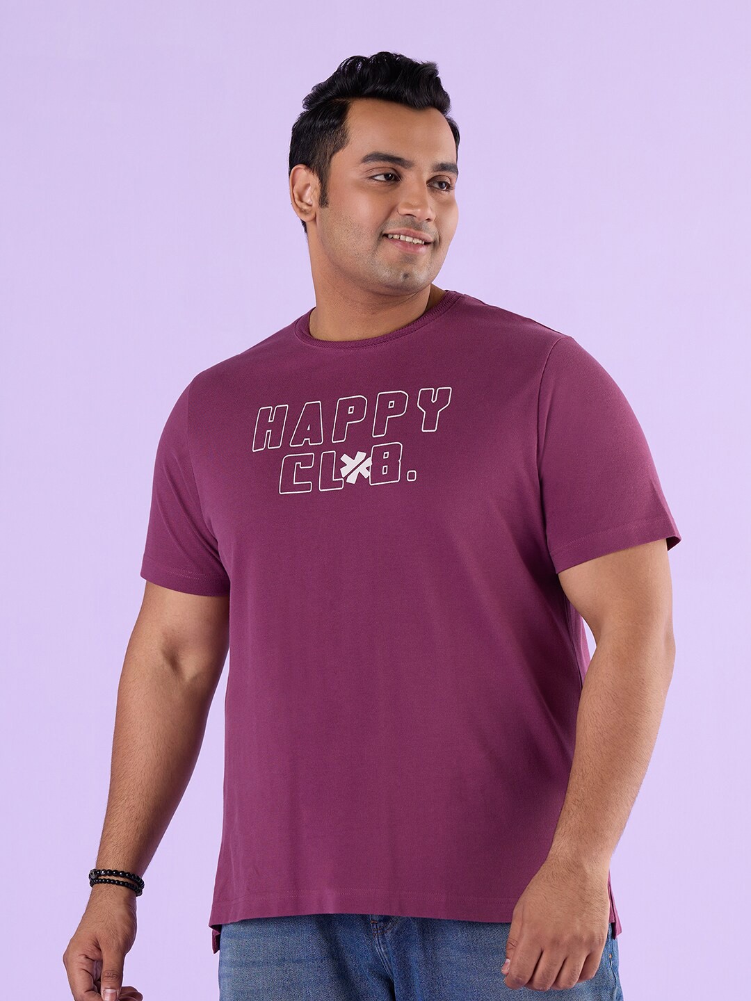 

Big Hello - The Plus Life Typography Printed Cotton T-shirt, Purple