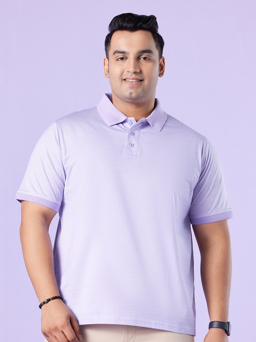 

Big Hello - The Plus Life Polo Collar Short Sleeves Cotton Regular T-shirt, Purple