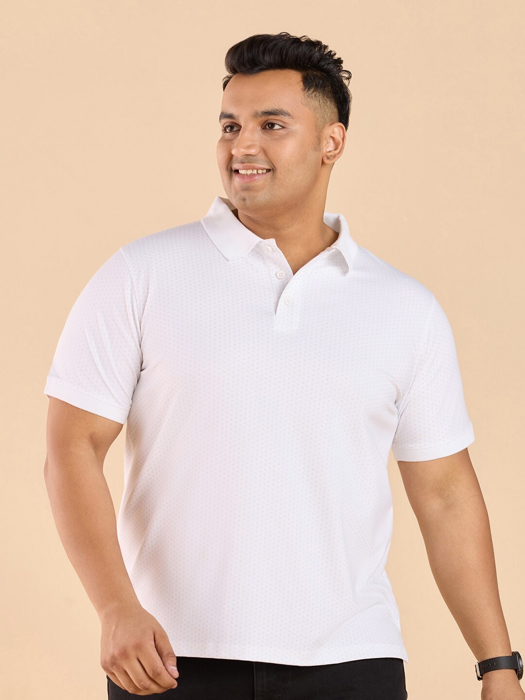 

Big Hello - The Plus Life Polo Collar Cotton T-shirt, White