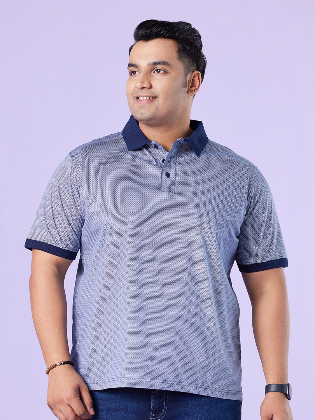 

Big Hello - The Plus Life Polo Collar Cotton T-Shirt, Navy blue