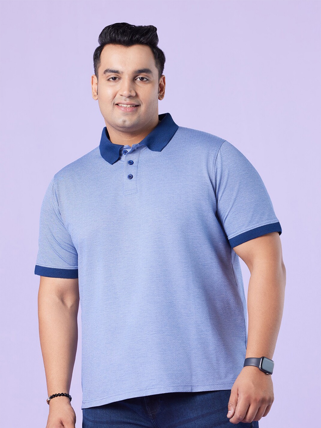 

Big Hello - The Plus Life Polo Collar Short Sleeves Cotton Regular T-shirt, Blue