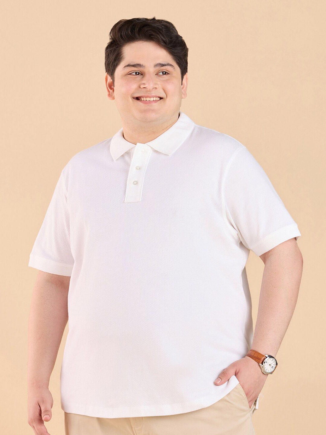 

Big Hello - The Plus Life Polo Collar Short Sleeves Cotton Regular T-shirt, White
