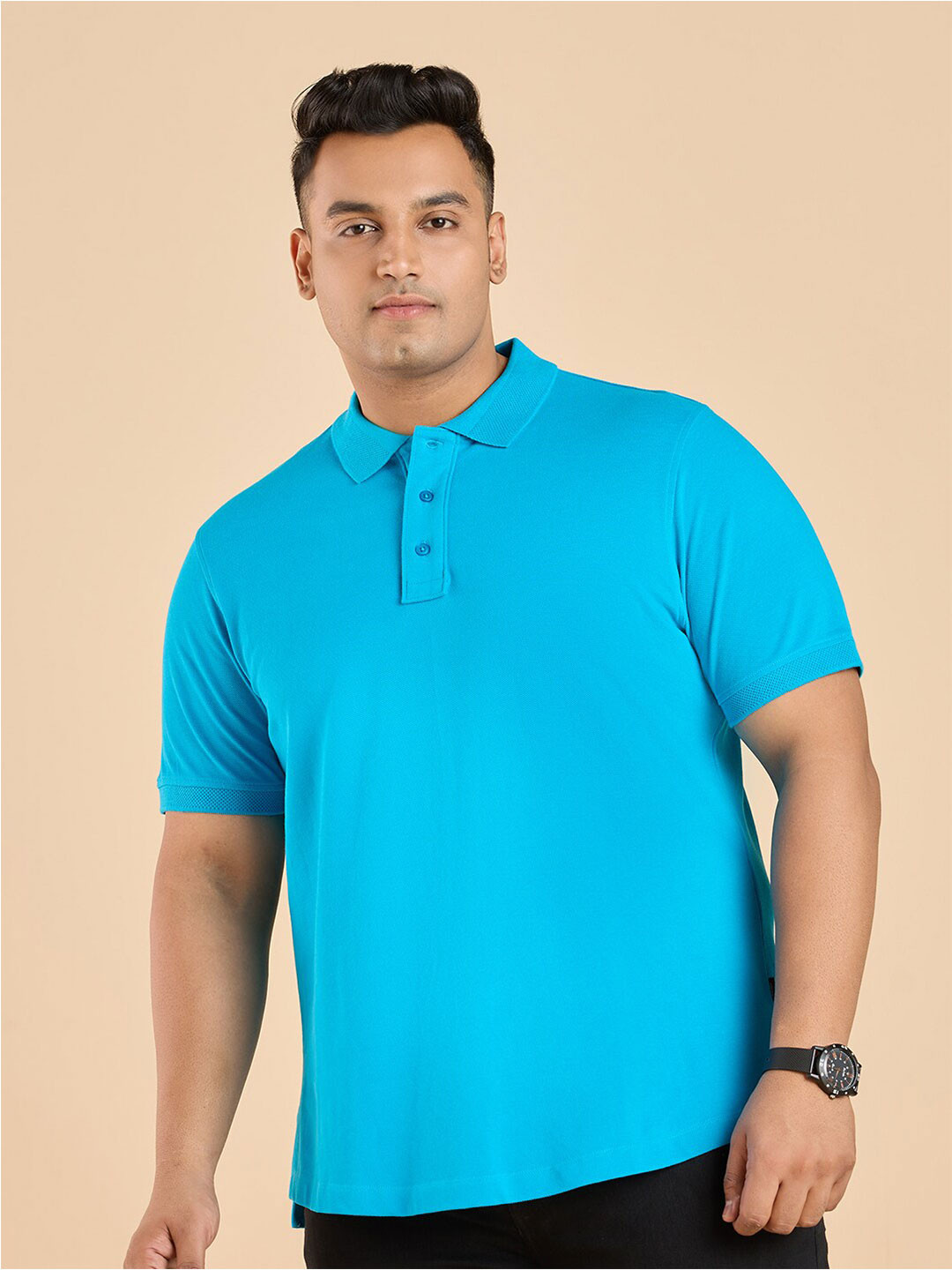 

Big Hello - The Plus Life Polo Collar Cotton T-shirt, Blue