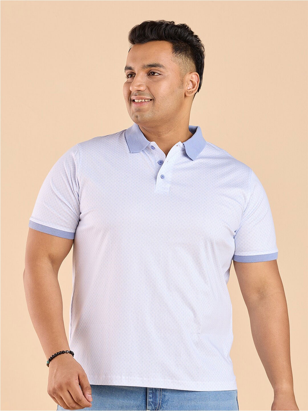 

Big Hello - The Plus Life Polo Collar Cotton T-shirt, Blue