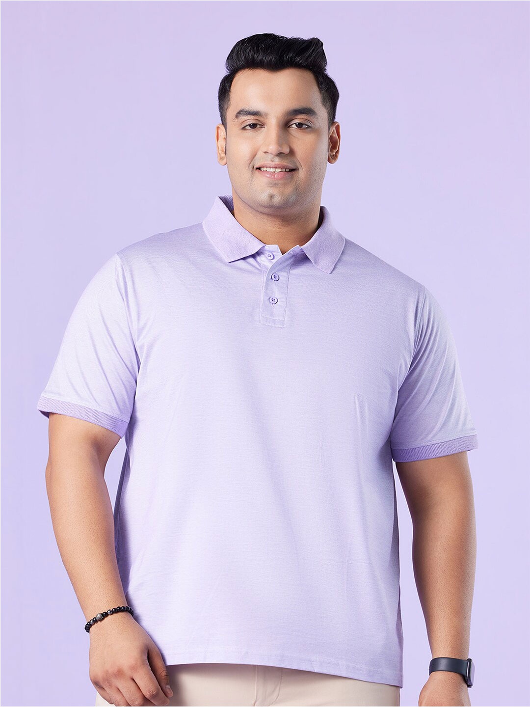 

Big Hello - The Plus Life Polo Collar Cotton T-shirt, Purple