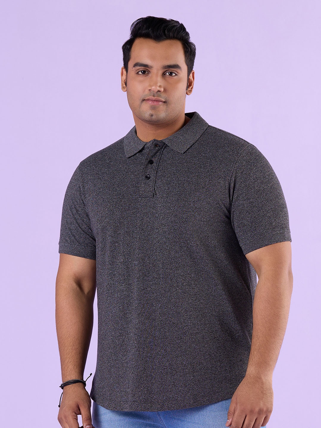 

Big Hello - The Plus Life Men High Neck Pockets T-shirt, Grey