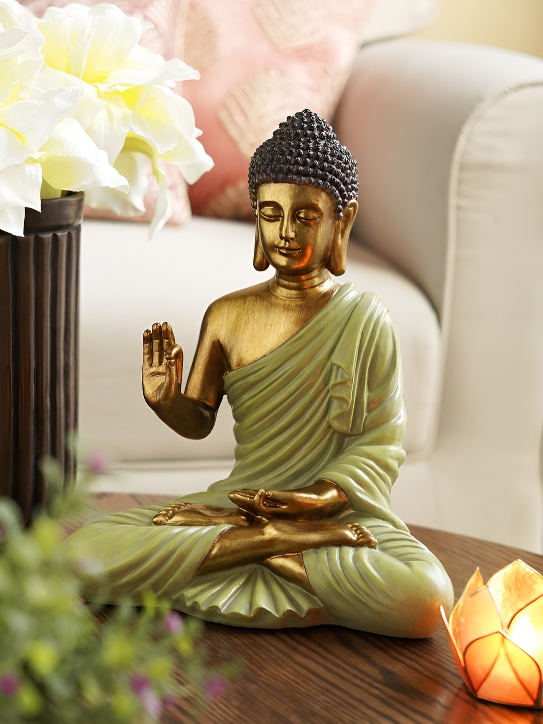 

Pure Home and Living Green Buddha Figurine Showpiece