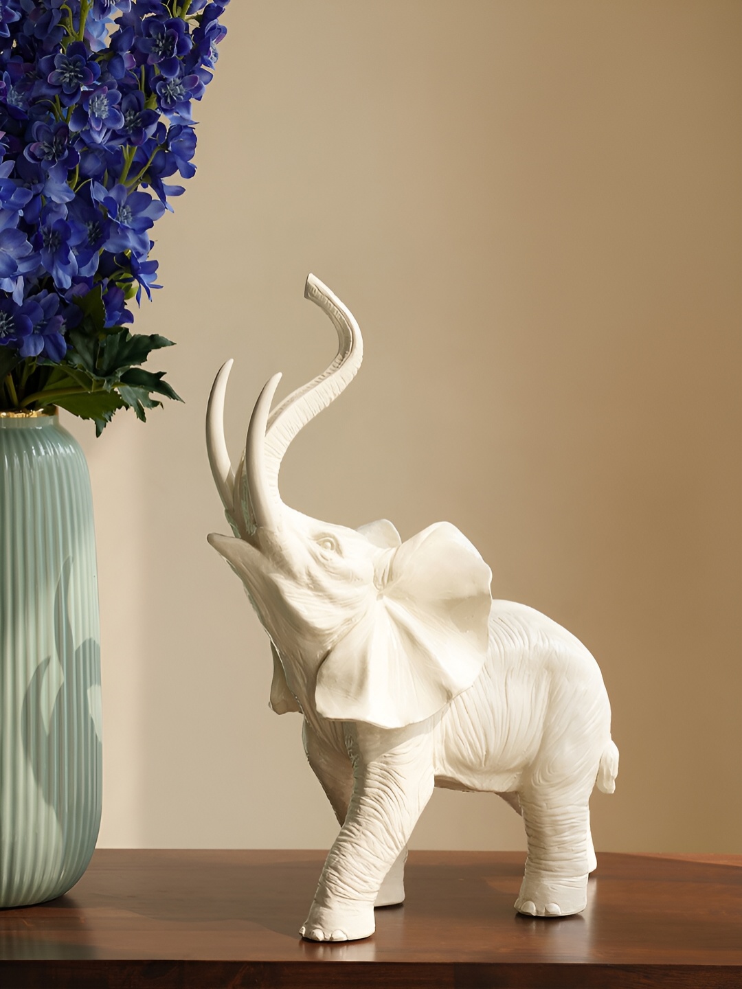 

Pure Home and Living White Birds And Animals Figurine Medium Elephant Showpiece