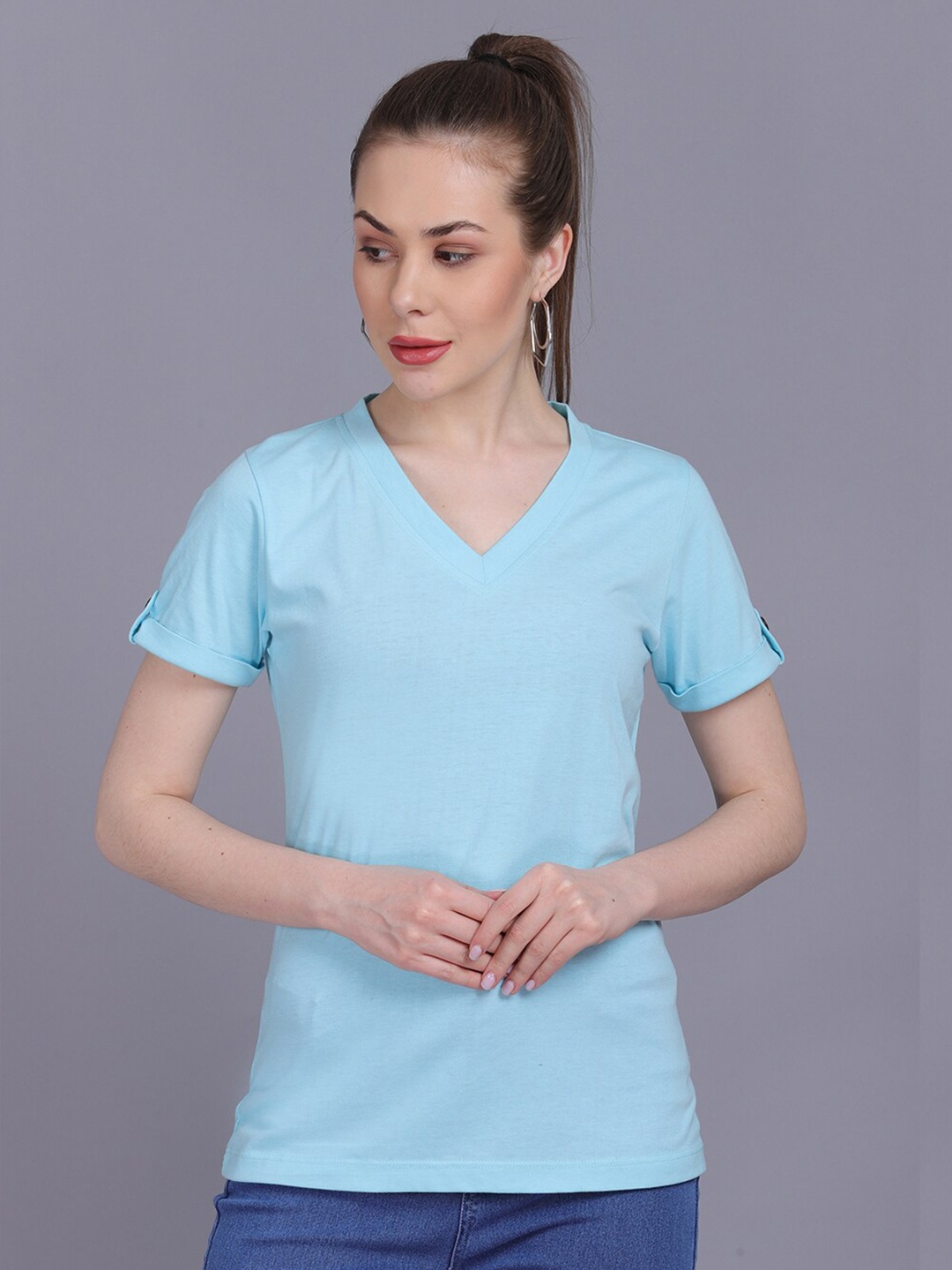 

BAESD V-Neck Cotton T-shirt, Blue