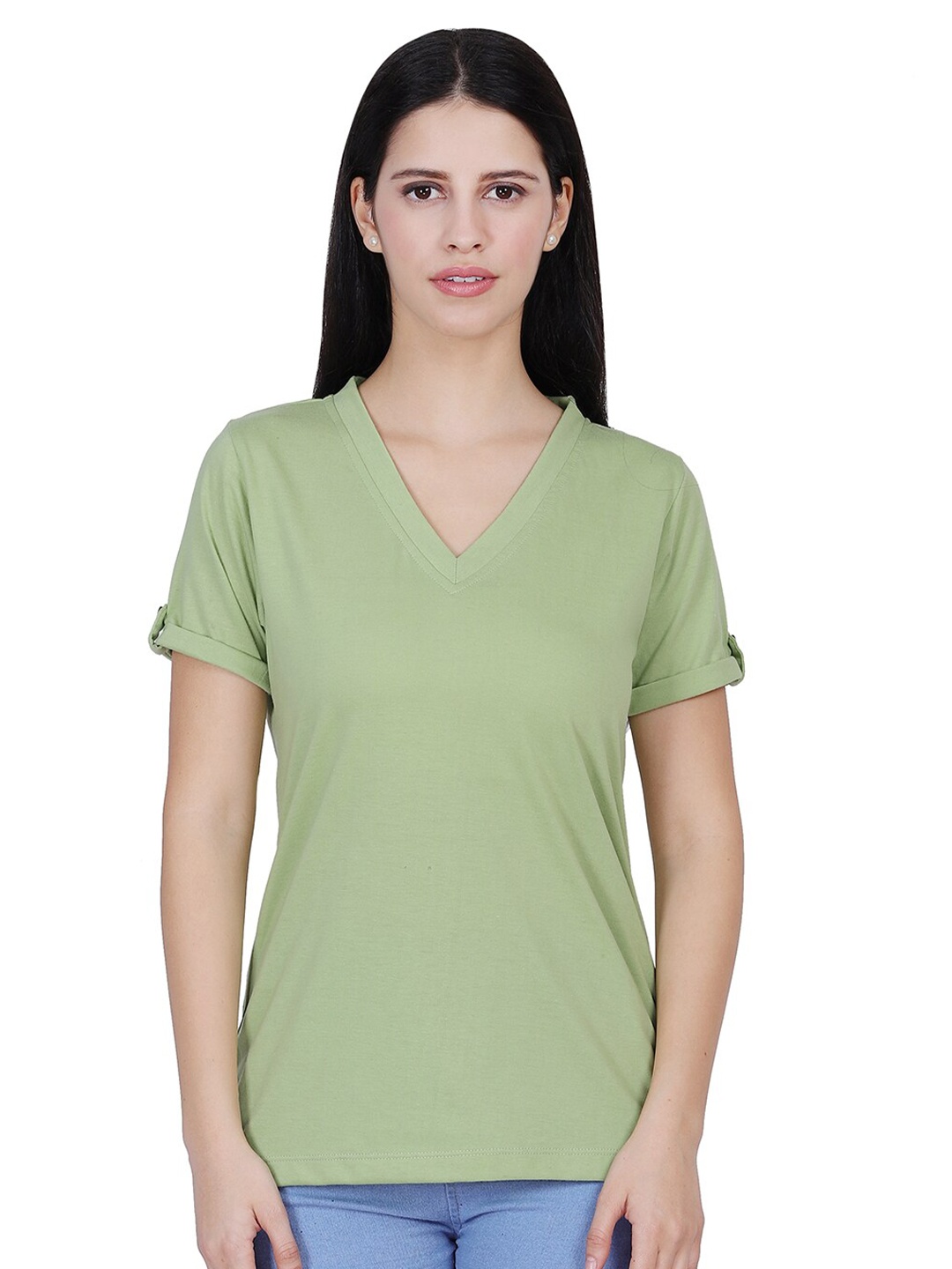 

BAESD V-Neck Cotton T-shirt, Green