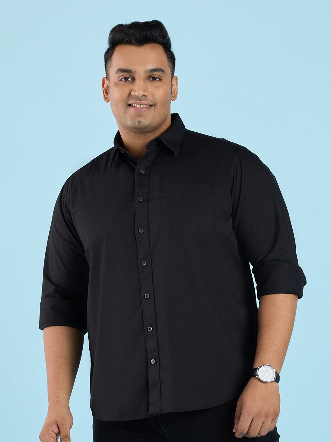 

Big Hello - The Plus Life Twill Cotton Casual Shirt, Black