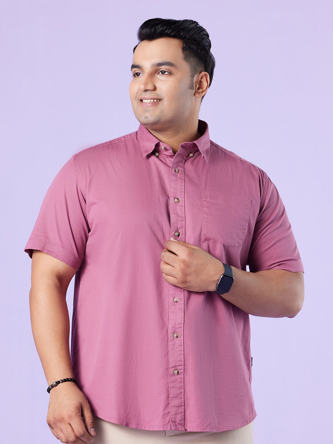 

Big Hello - The Plus Life Twill Weave Cotton Casual Shirt, Purple