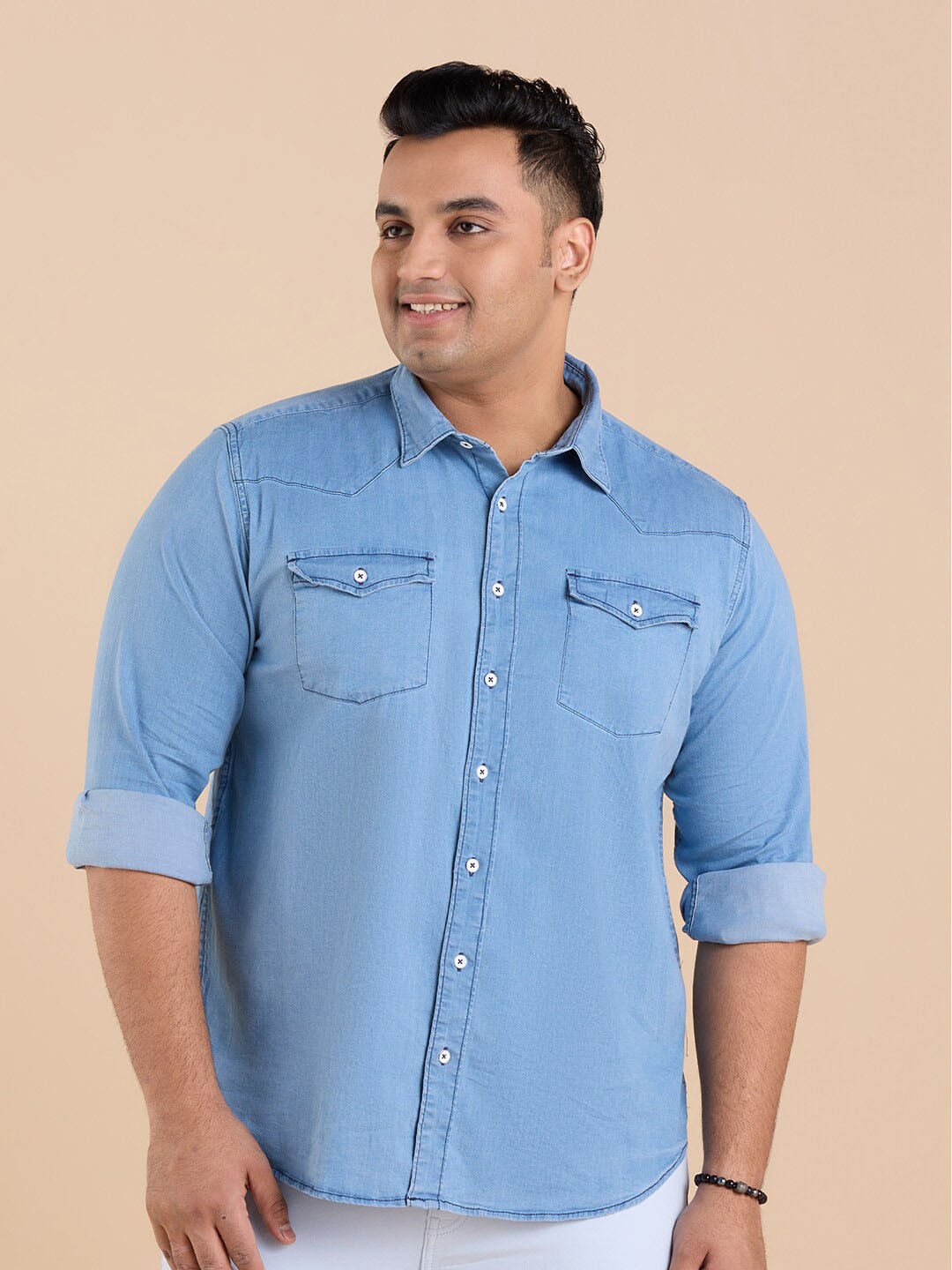 

Big Hello - The Plus Life Cotton Casual Shirt, Blue