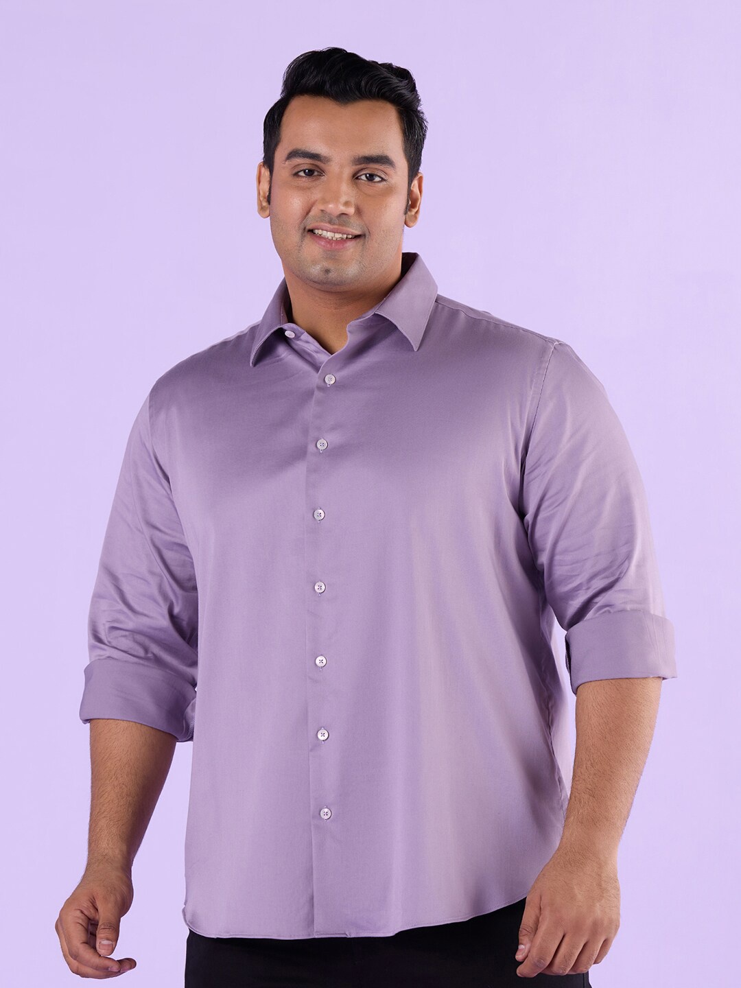 

Big Hello - The Plus Life Satin Casual Shirt, Purple