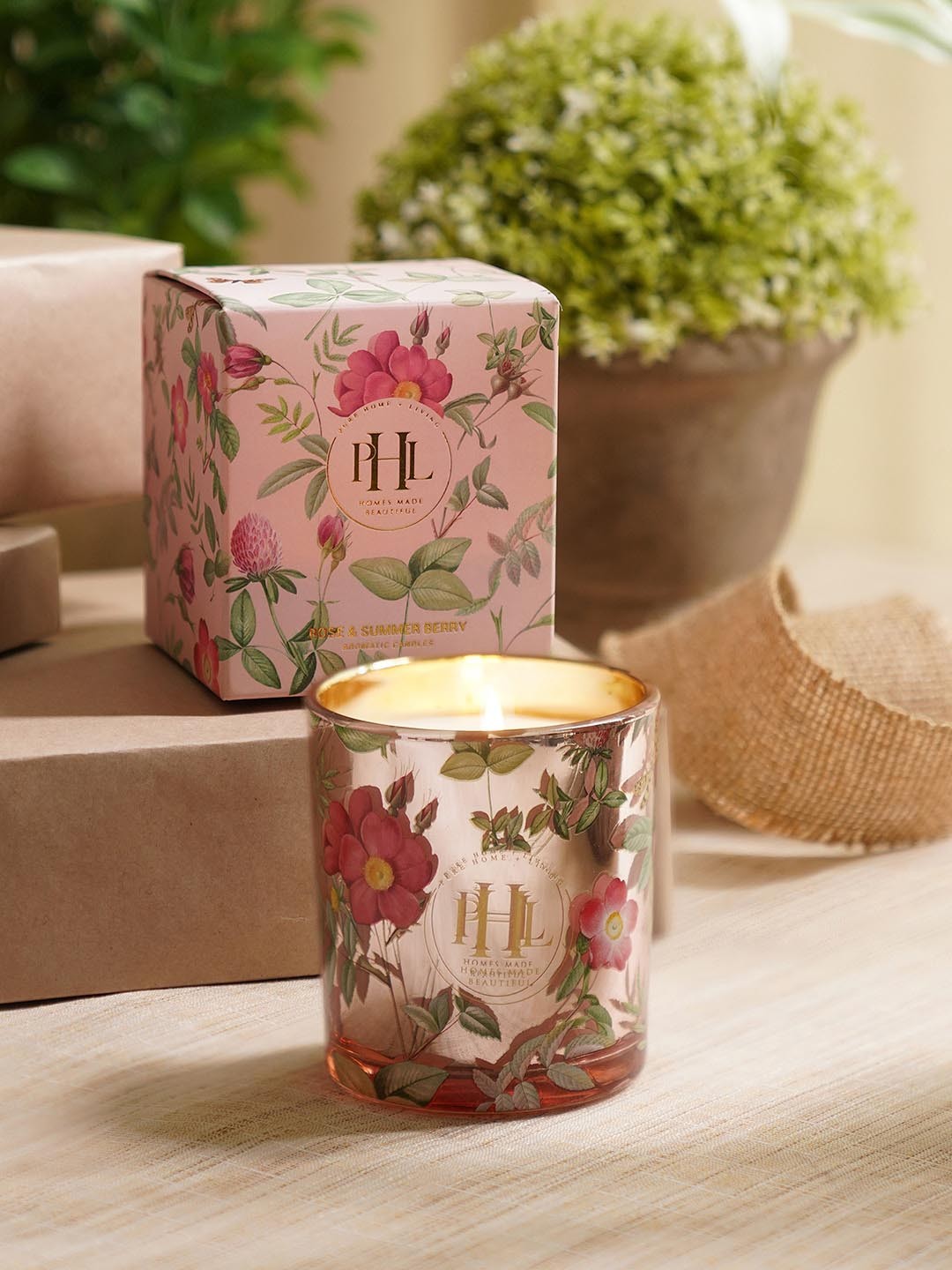 

Pure Home and Living Pink Rose And Summer Berry Wax Filled Jar Candle