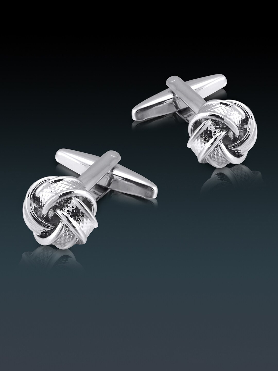 

Peora Men 316L Stainless Steel Silver-Plated Quirky Textured Cufflink