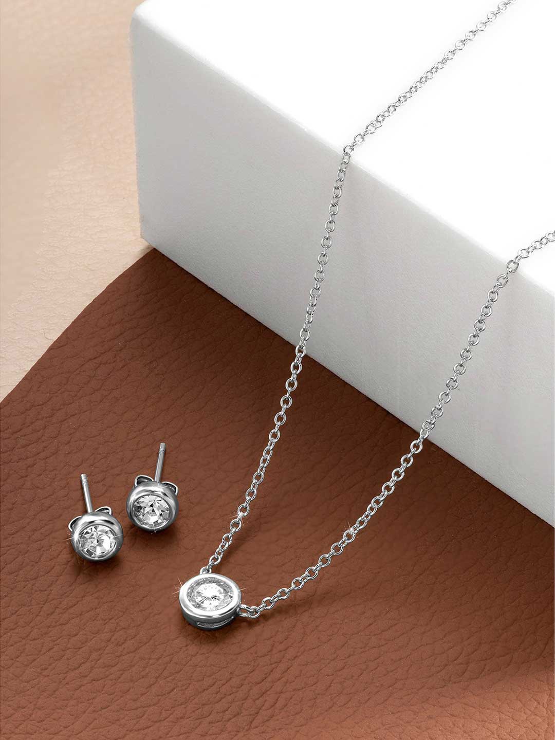 

Peora Silver Plated Cubic Zirconia Studded Jewellery Set