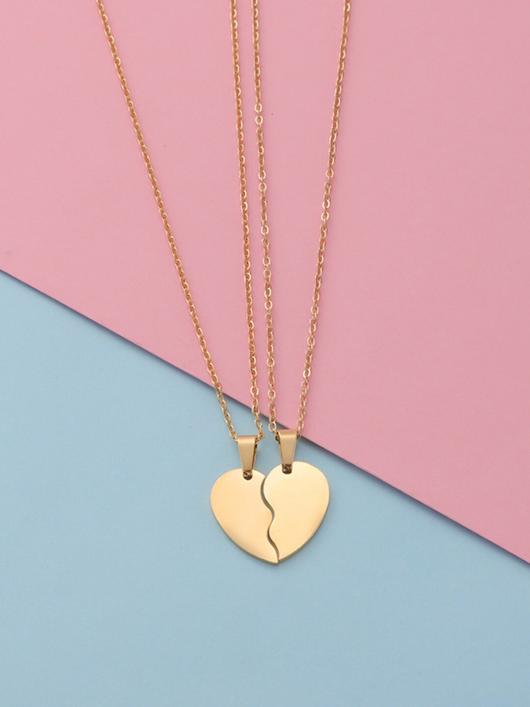 

Peora Gold-Plated Heart Shape Couple Pendant With Chain