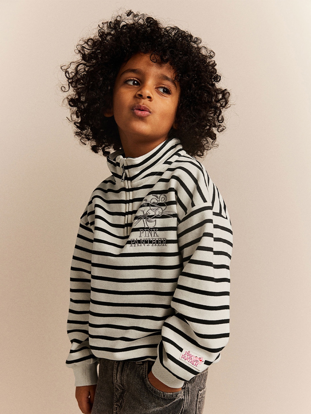

H&M Striped Loose-Fit Sweatshirts, White