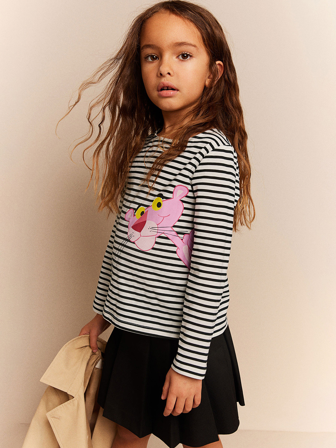 

H&M Striped Pure Cotton Tops, Black