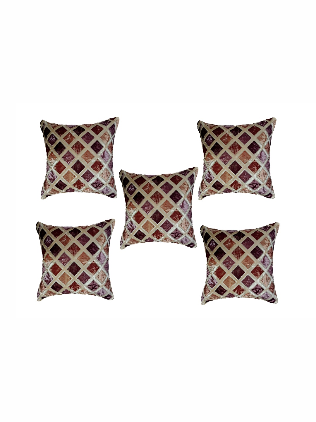 

TANLOOMS Cream & Red 5Pcs Geometric Square Cushion Covers