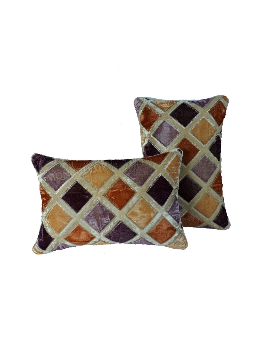 

TANLOOMS Cream-Coloured & Brown 2Pcs Geometric Rectangle Cushion Covers
