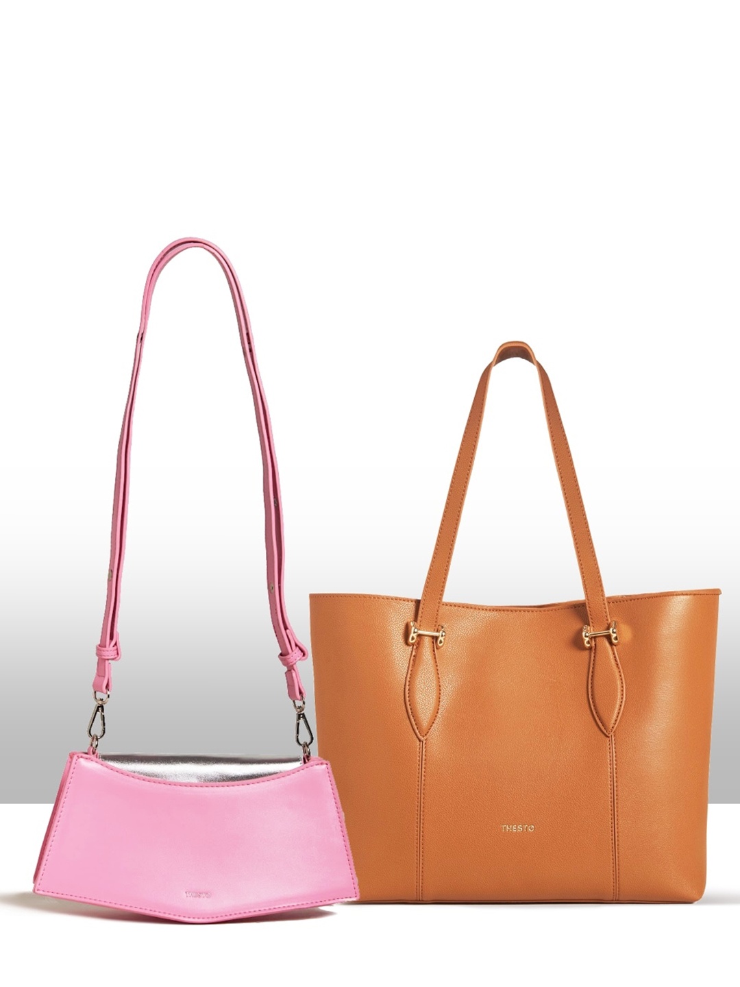 

THESTO Set Of 2 Structured Handbags, Pink