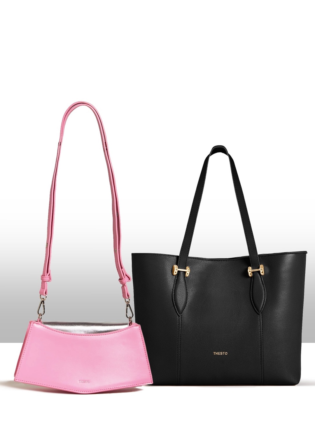 

THESTO Set Of 2 Half Moon Handbags, Pink