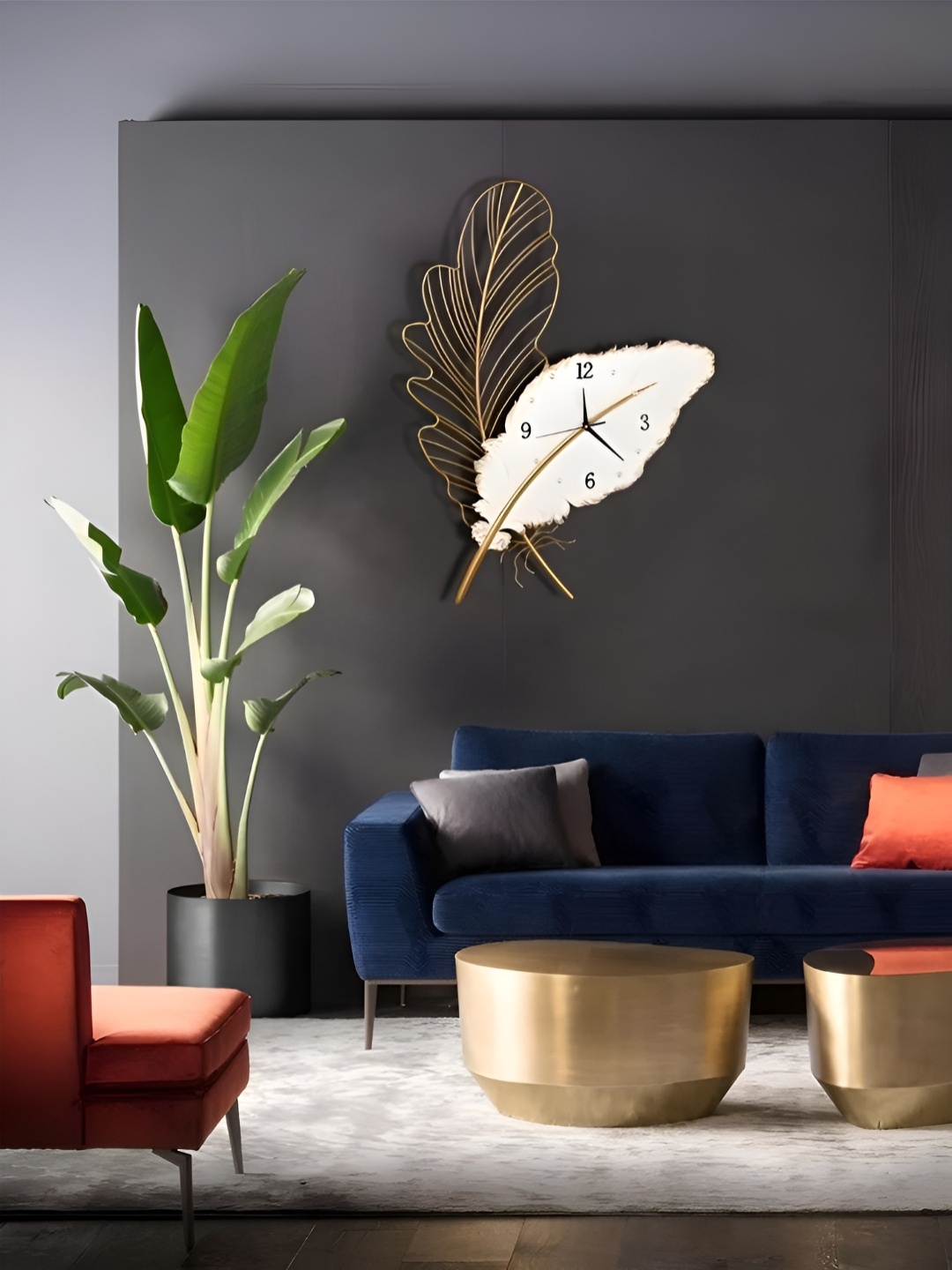

The Art House White & Gold-Toned Abstract Shaped Contemporary Wall Clock
