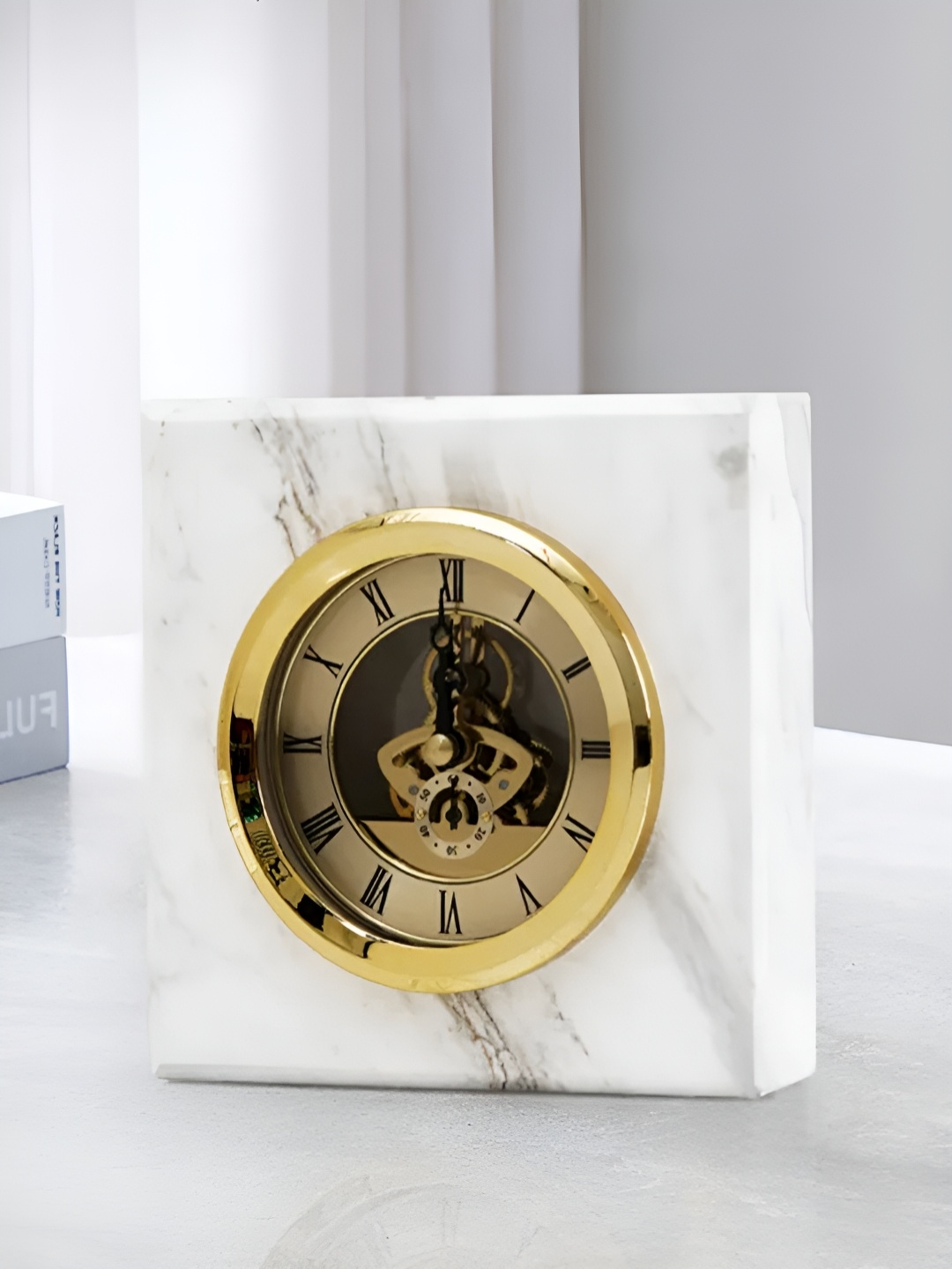 

The Art House White & Gold Toned Textured Abstract Shaped Contemporary Table Clock