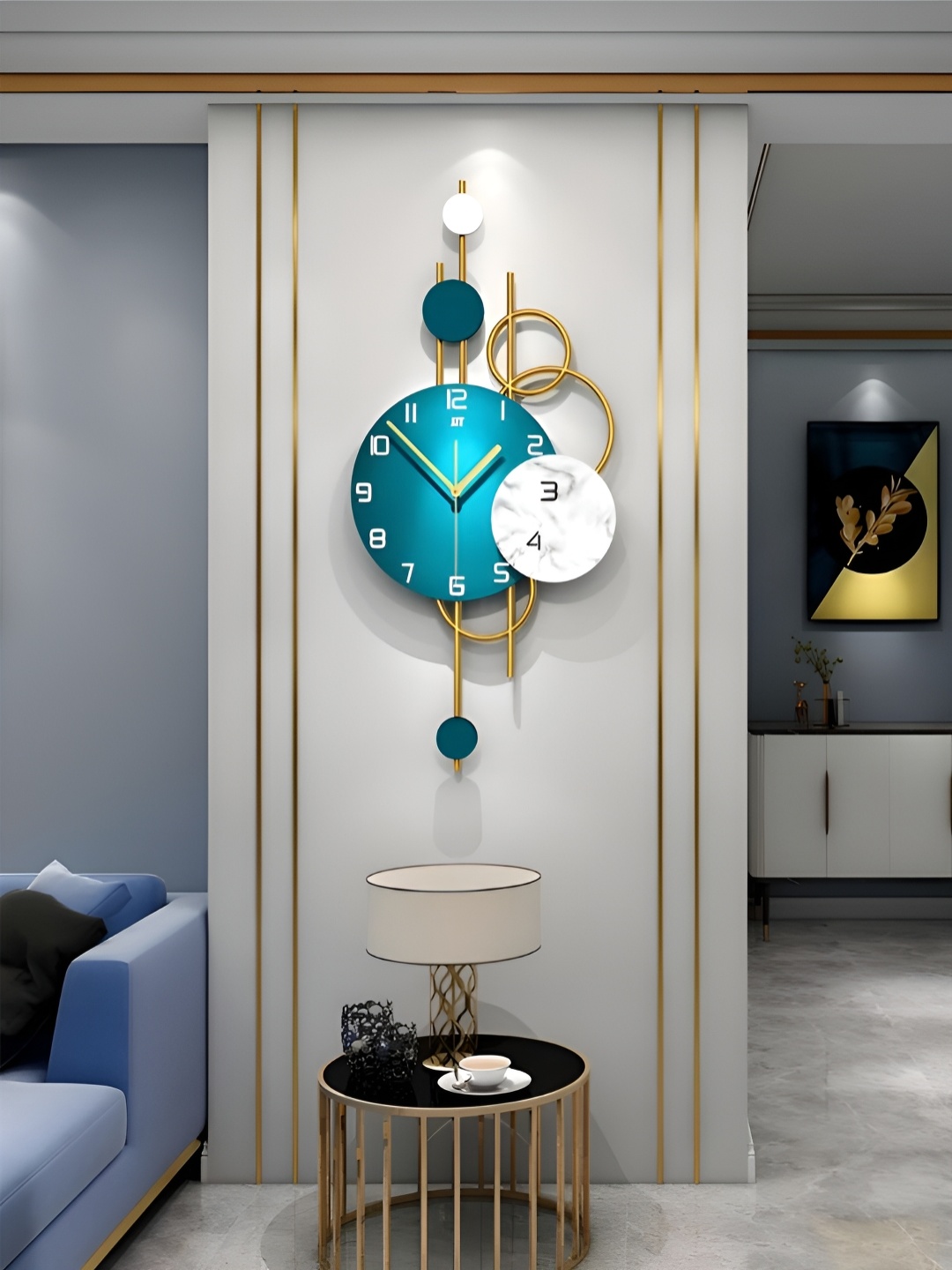 

The Art House Blue & White Printed Contemporary Wall Clock