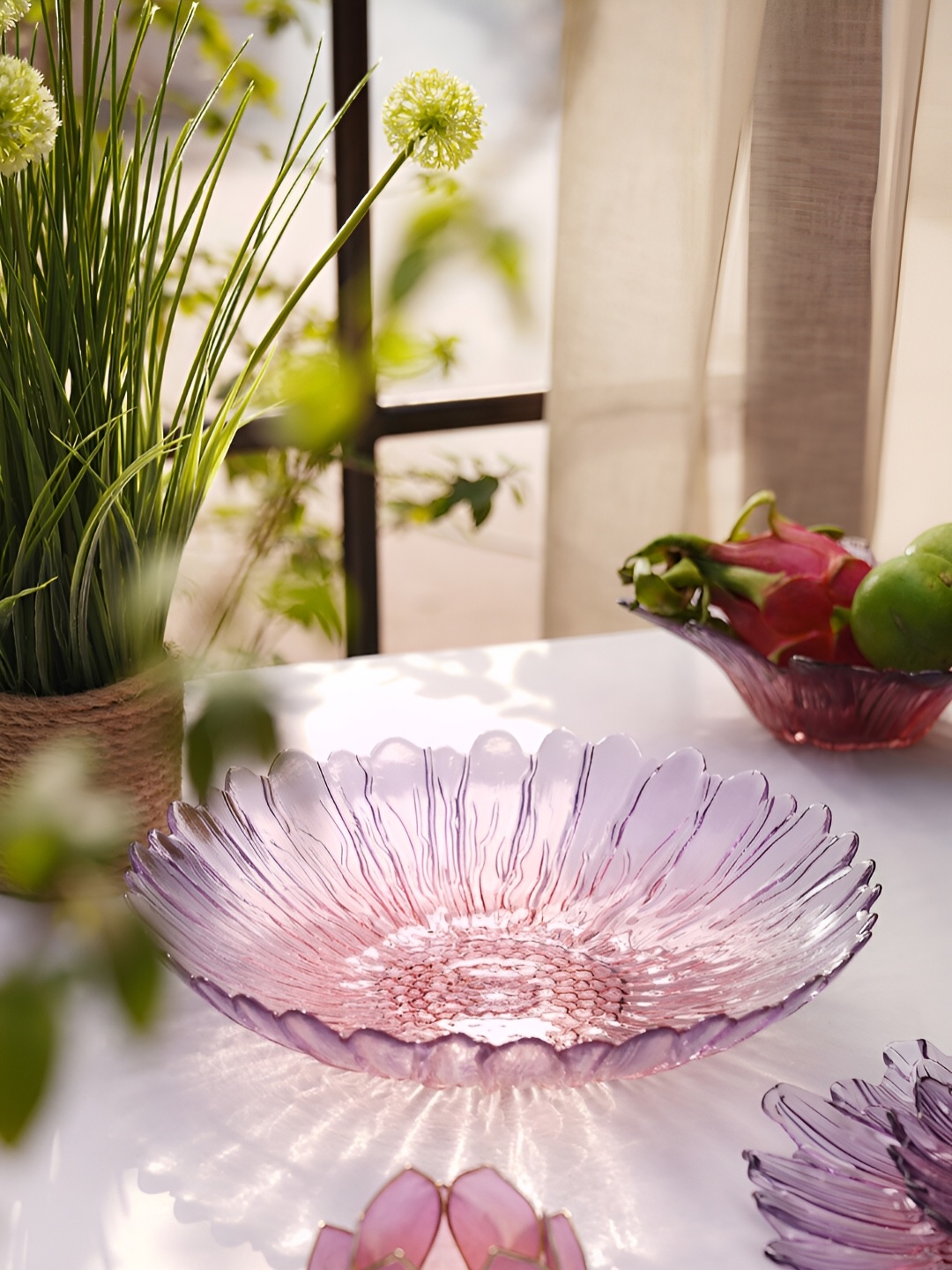 

Pure Home and Living Pink Glass Dishwasher Safe Serving Bowl