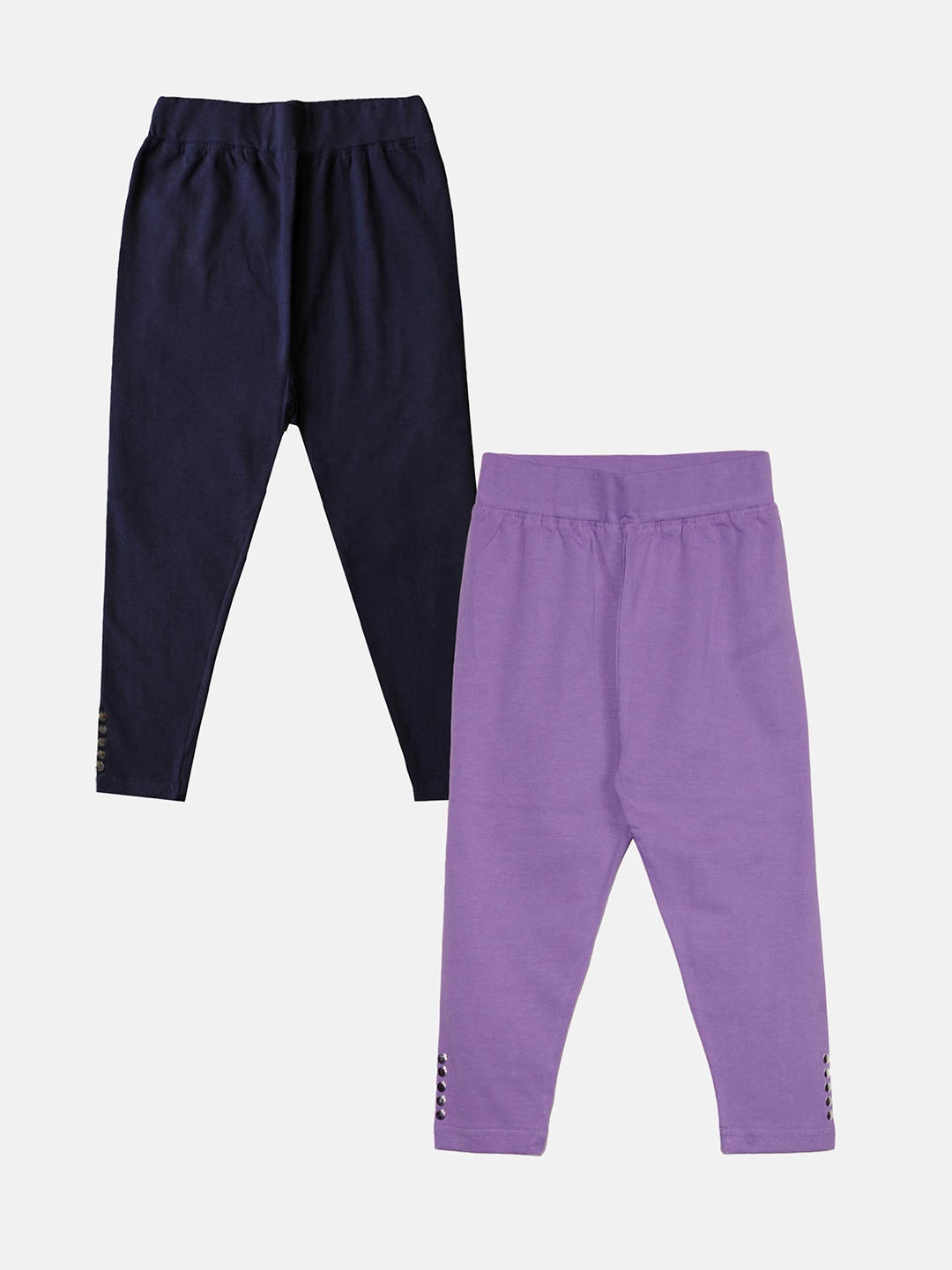 

KiddoPanti Girls Pack Of 2 Capri Length Leggings, Navy blue