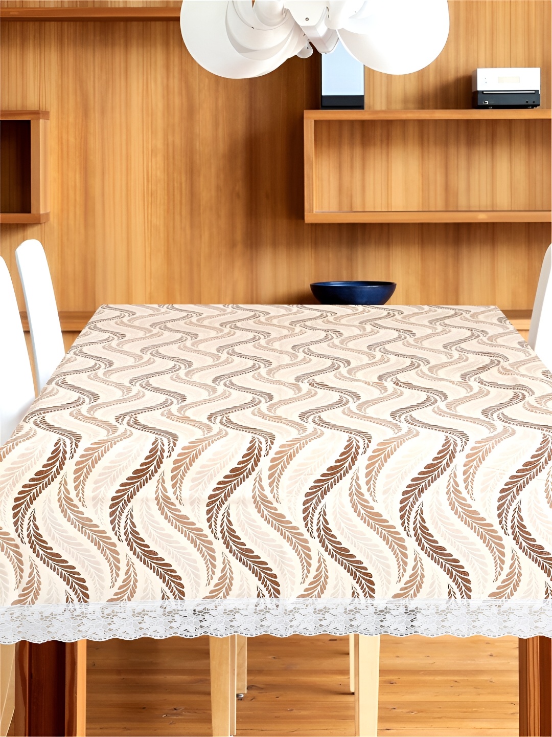 

Aura Beige Geometric Printed Waterproof 6-Seater Table Cover with Textured details