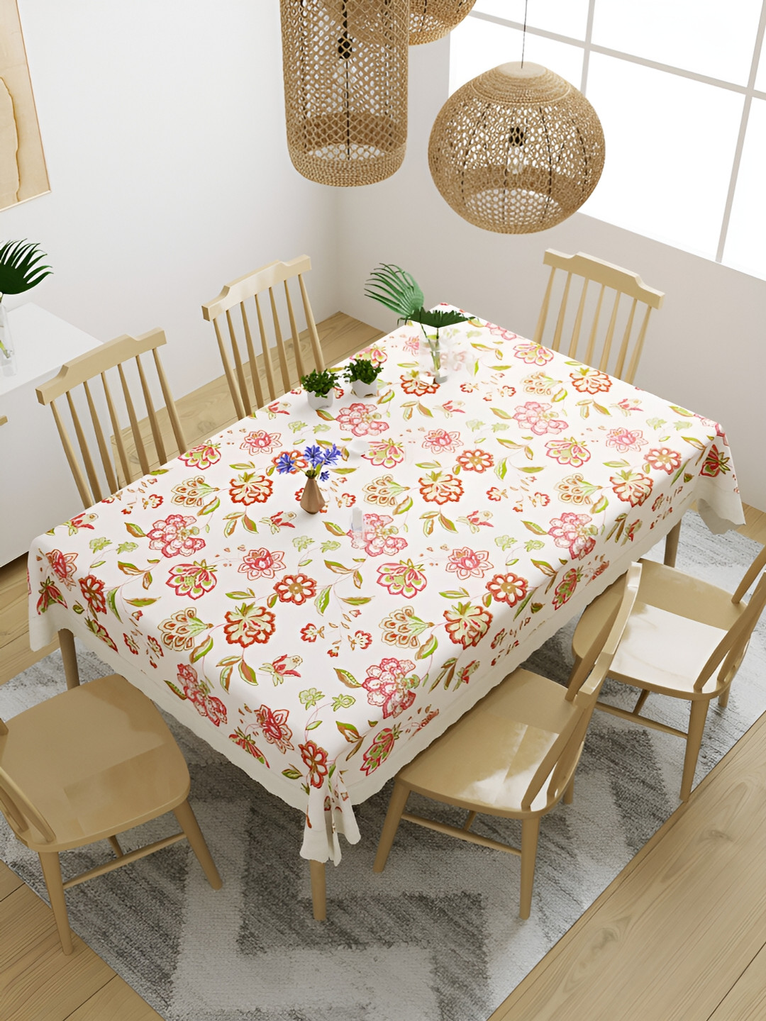 

Aura White & Pink Floral Waterproof 6 Seater Table Cover
