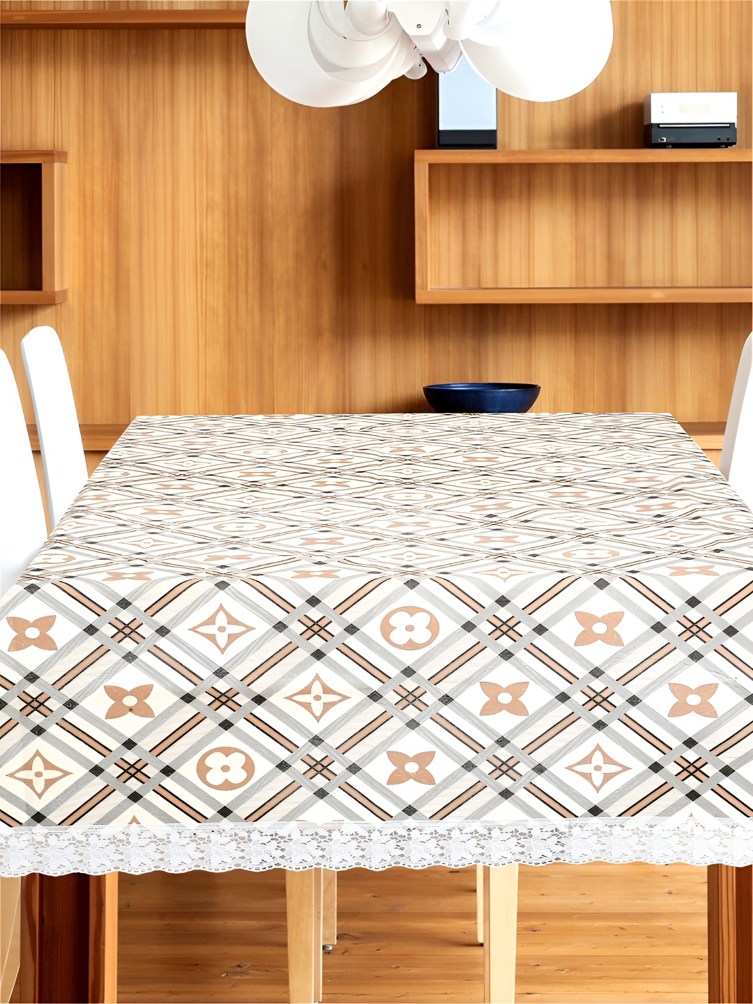 

Aura Beige & Black Geometric Waterproof 6 Seater Table Cover